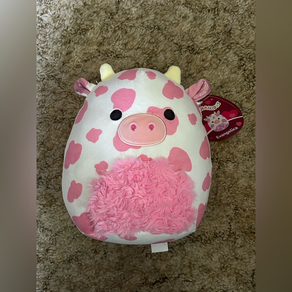 Squishmallow Evangelica 8” Valentine’s Day Pink Cow